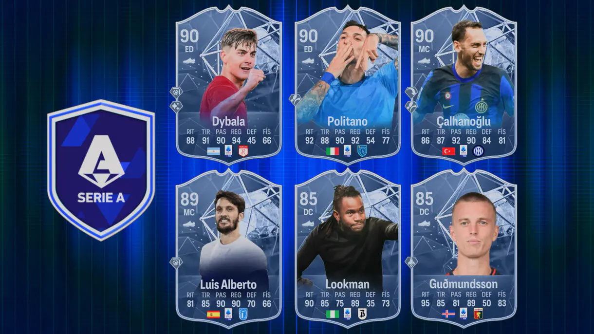 Diseño con algunas de las mejores cartas en EA Sports FC 24 Ultimate Team de los nominados al POTM de la Serie A de abril