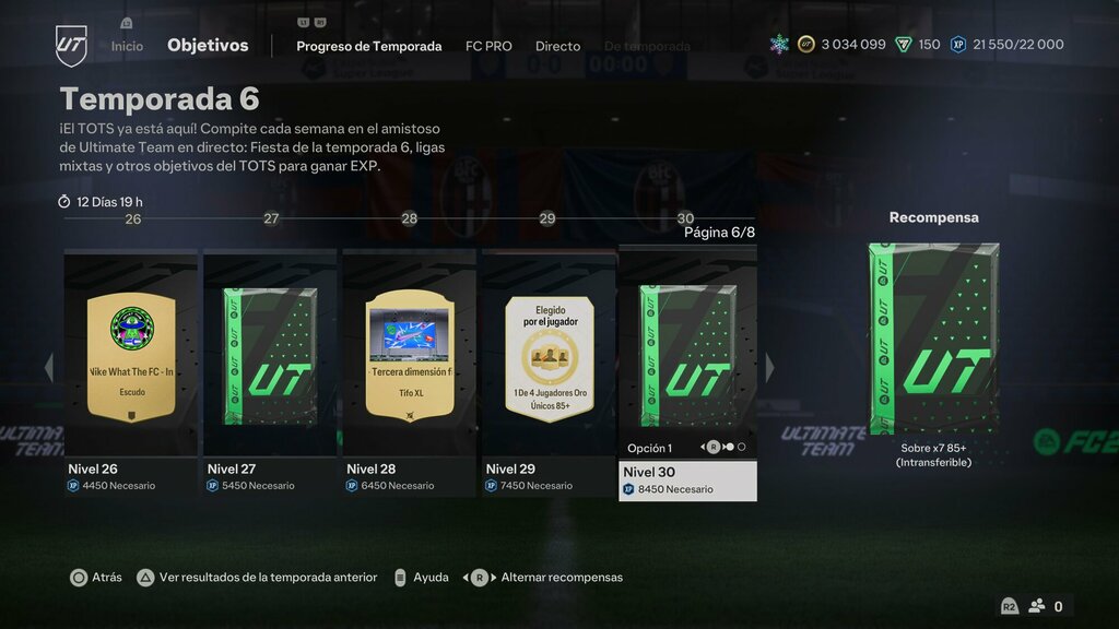 nivel 30 recompensas temporada 6 ea sports fc 24