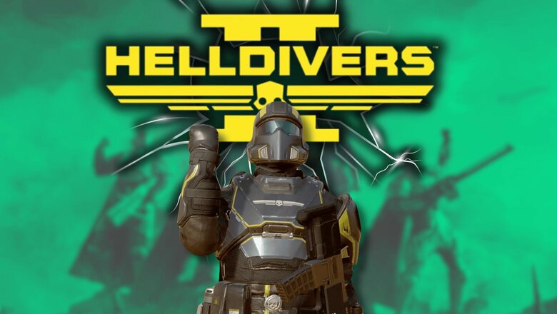 Logotipo de Helldivers 2 junto a uno de sus soldados