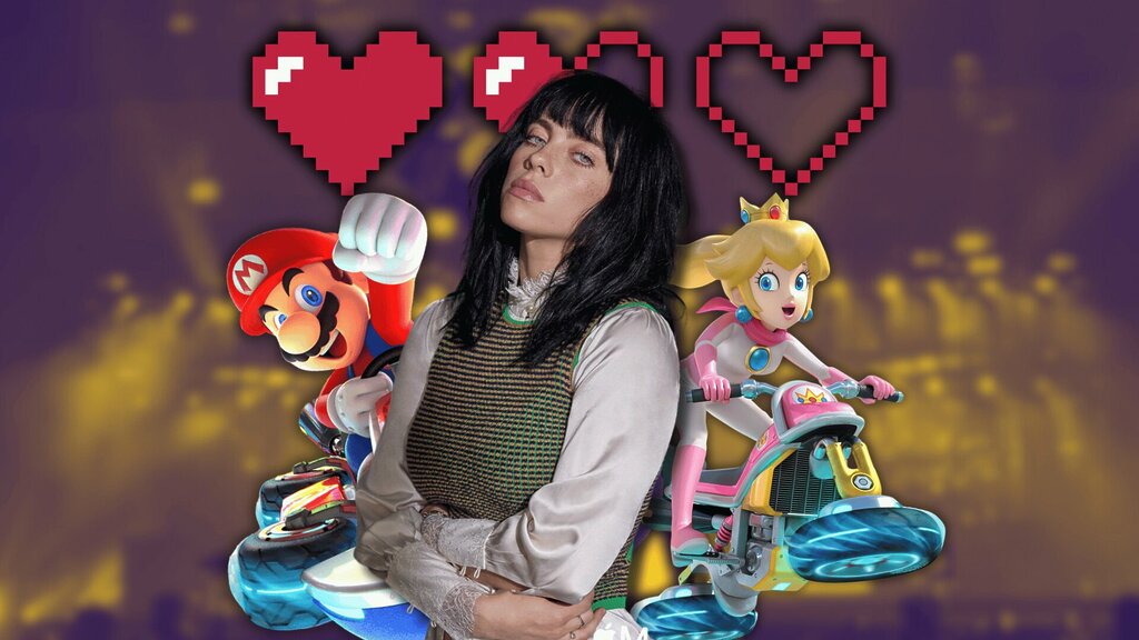 Billie Eilish junto a Mario y Peach