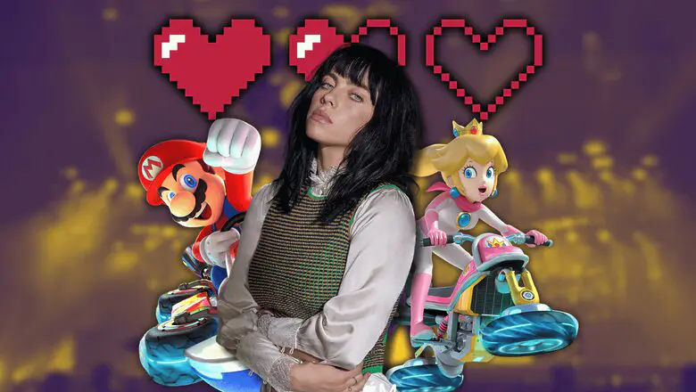 Billie Eilish junto a Mario y Peach
