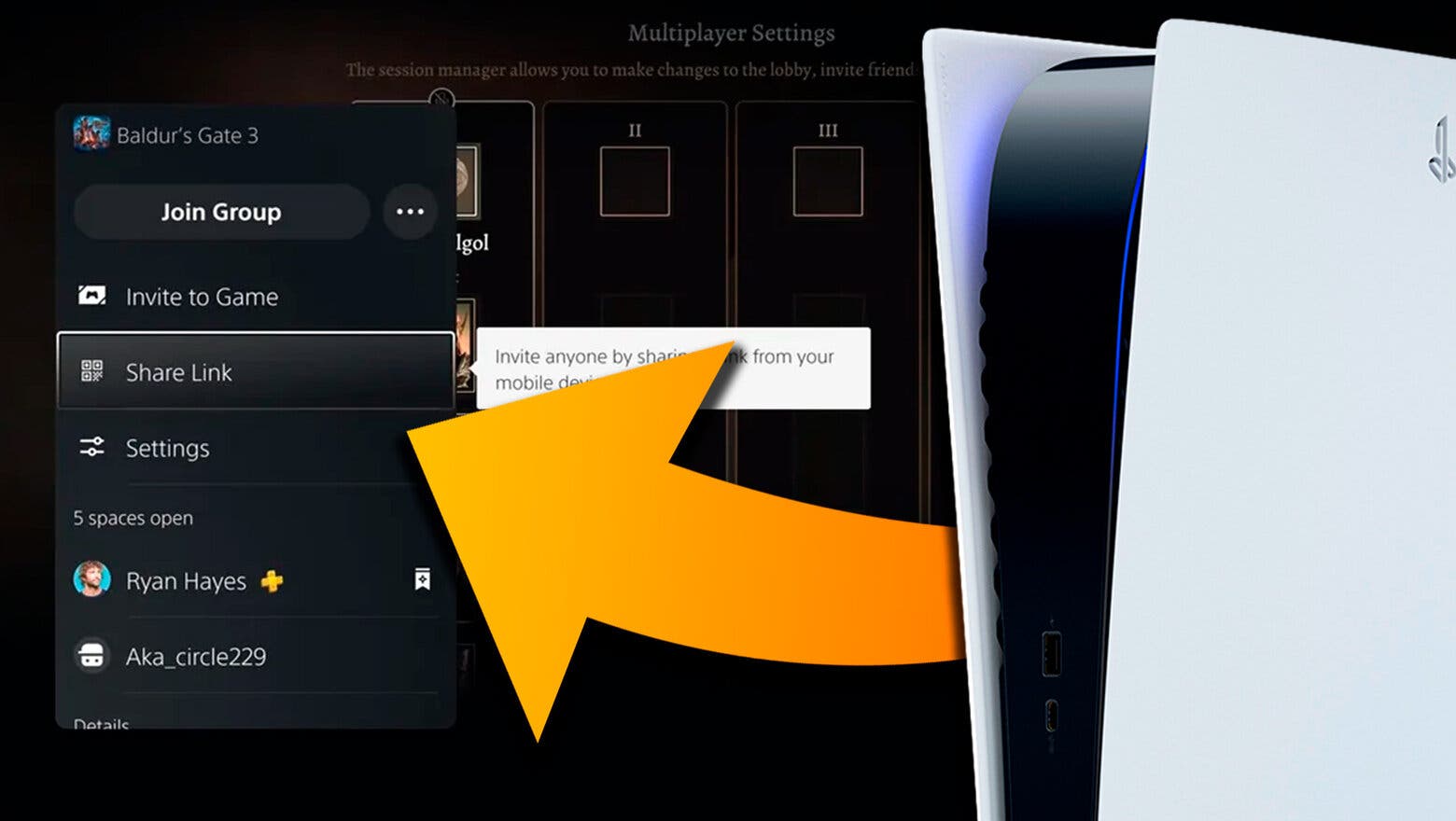 PS5 recibirá pronto la función de crear enlaces de invitación