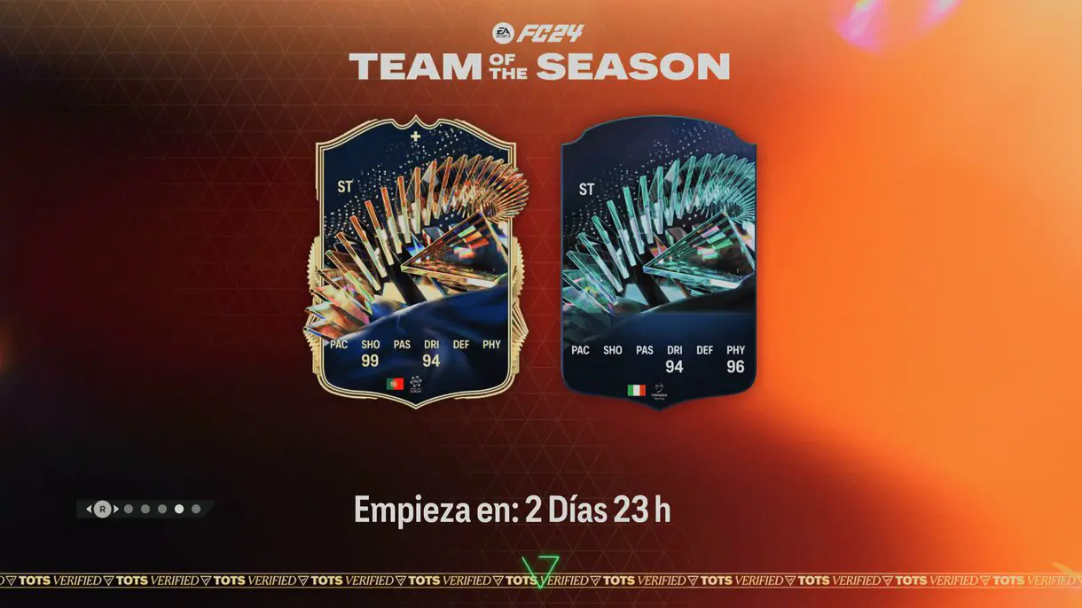 Pantalla de carga EA Sports FC 24 Ultimate Team con pistas sobre un TOTS de la ROSHN Saudi League y un TOTS Moments de la Trendyol Süper Lig 