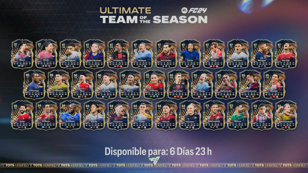 Pantalla de carga con todas las cartas del TOTS Ultimate de EA Sports FC 24 Ultimate Team
