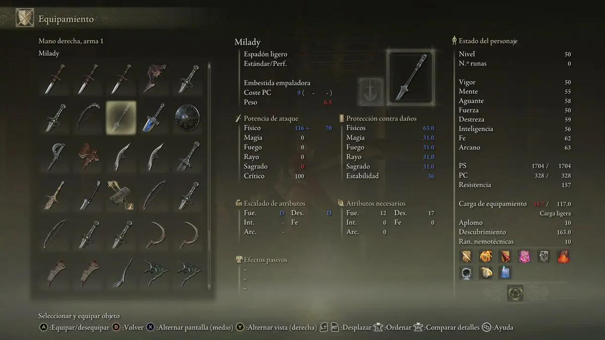 Espadón ligero Milady Elden Ring Shadow of the Erdtree