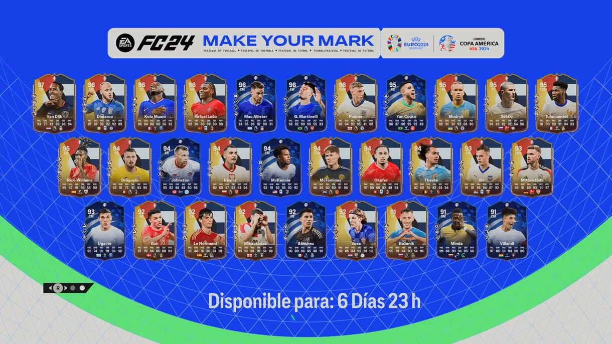 Pantalla de carga con las cartas Deja Huella transferibles EA Sports FC 24 Ultimate Team