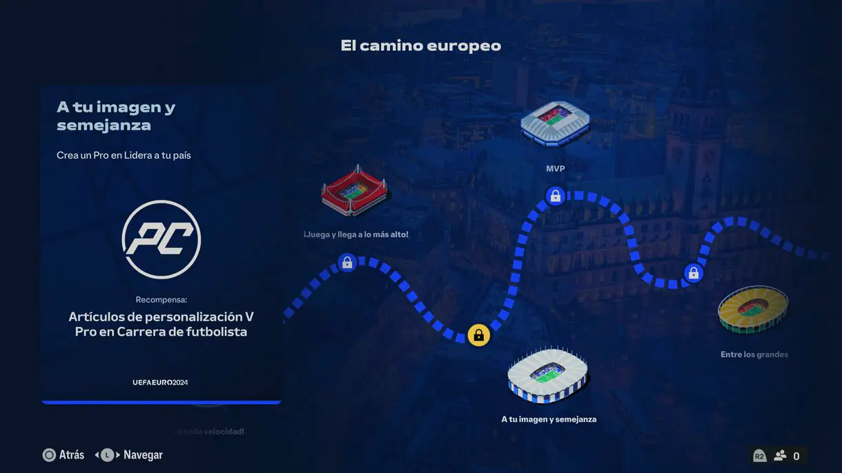 Menú de El camino europeo mostrando el objetivo "A tu imagen y semejanza" EA Sports FC 24 Ultimate Team