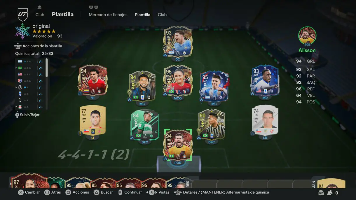 Plantilla EA Sports FC 24 Ultimate Team para completar casi todos los objetivos de Recuerdos de la Copa América y Países mixtos: Brasil/Chile