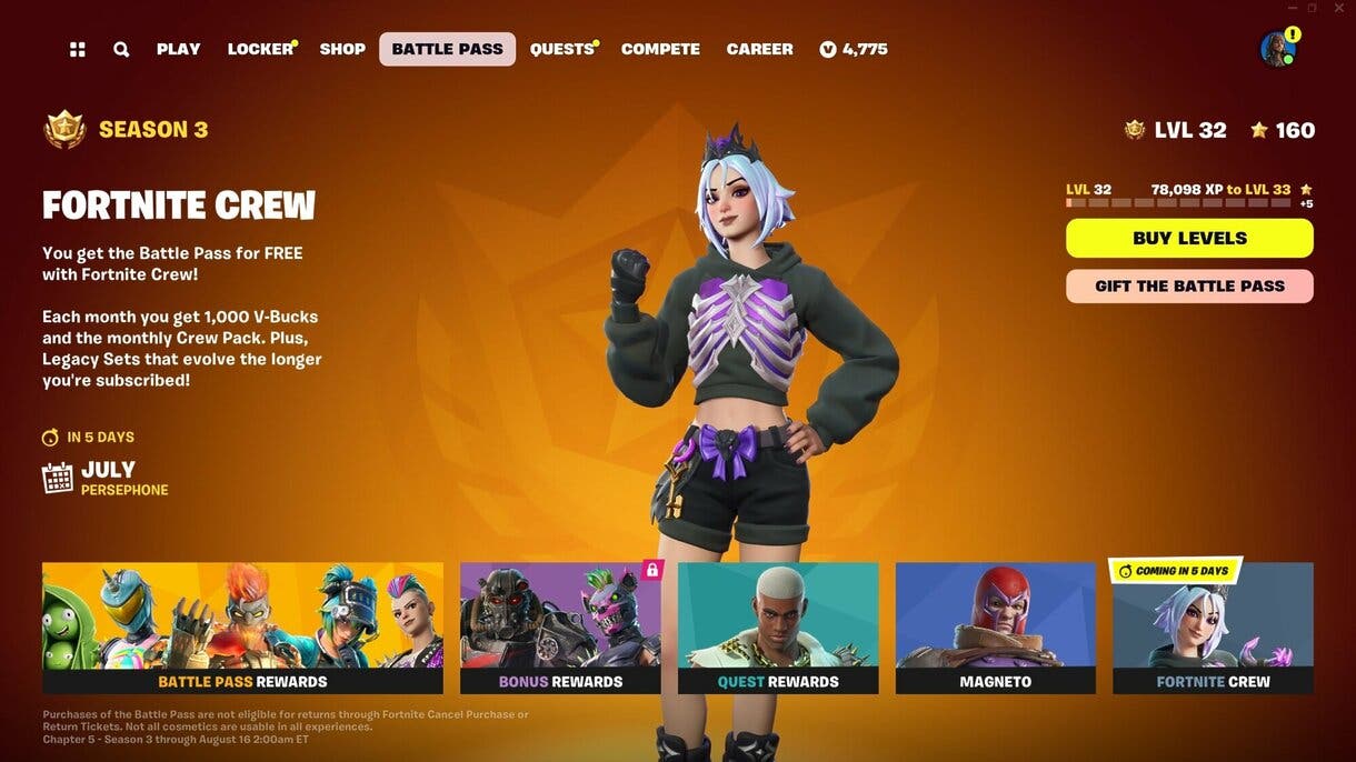 Club de Fortnite: skin de julio 2024