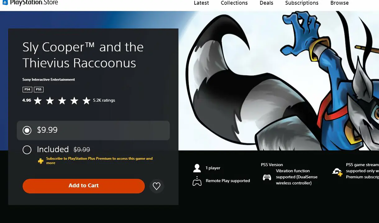 Sly Cooper lo Peta en Steam
