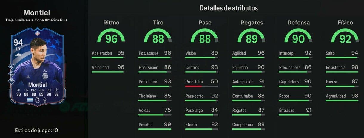 Stats in game Montiel Deja huella EA Sports FC 24 Ultimate Team