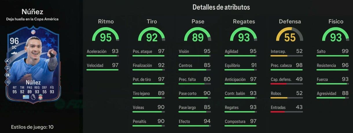 Stats in game Núñez Deja huella EA Sports FC 24 Ultimate Team