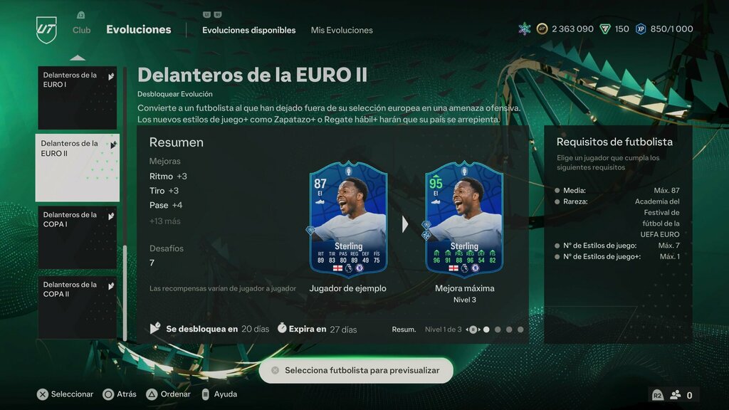 portada evoluciones delanteros de la euro ea sports fc 24