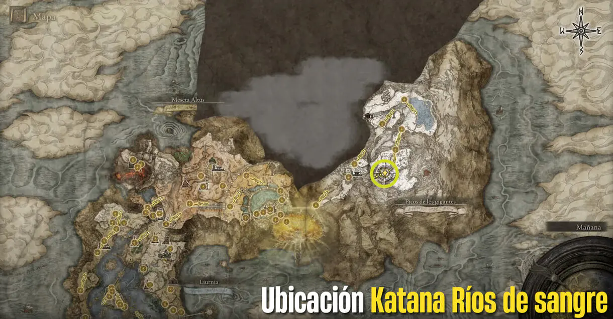Ubicación Katana Ríos de sangre Elden Ring