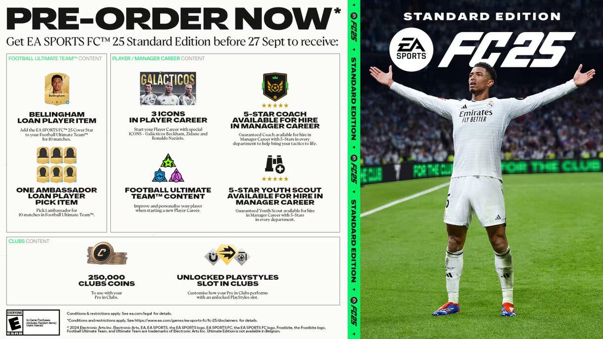 Diseño con los contenidos de la reserva de la Ultimate Edition de EA Sports FC 25