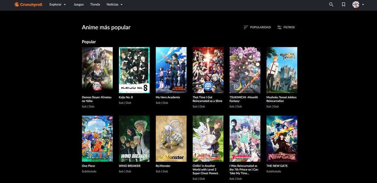 crunchyroll animes populares