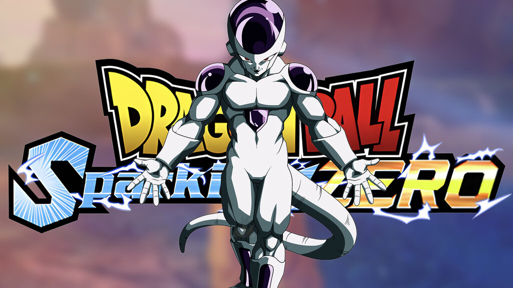 Render de Freezer cuarta forma con el logo de Dragon Ball Sparking Zero detrás