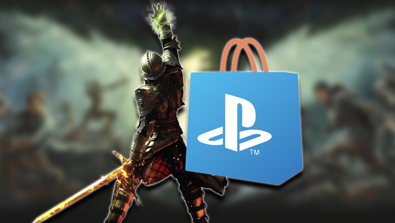 Render del arte conceptual de Dragon Age Inquisition junto al logo de PS Store