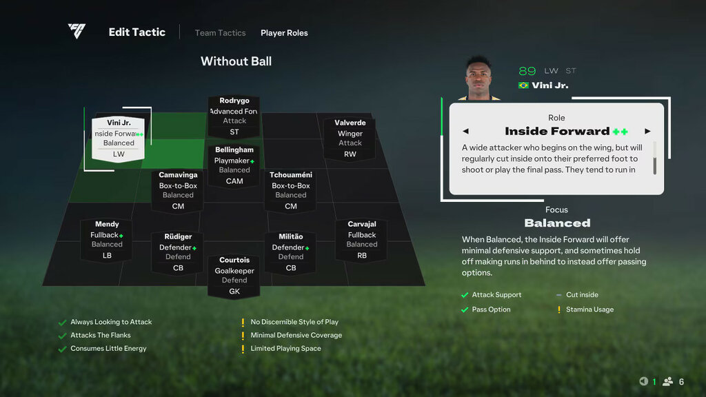player role vinicius ejemplo