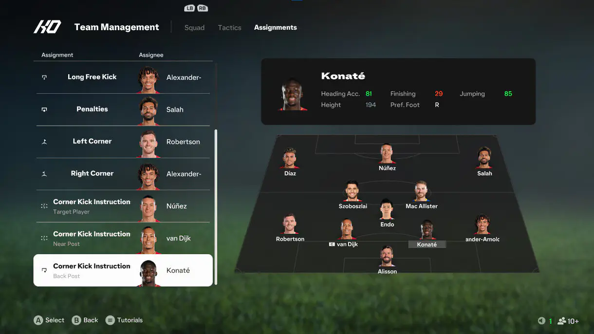 Imagen de ejemplo de las instrucciones de córner en EA Sports FC 25