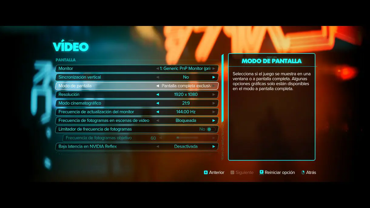 Ajustes de vídeo Star Wars Outlaws.