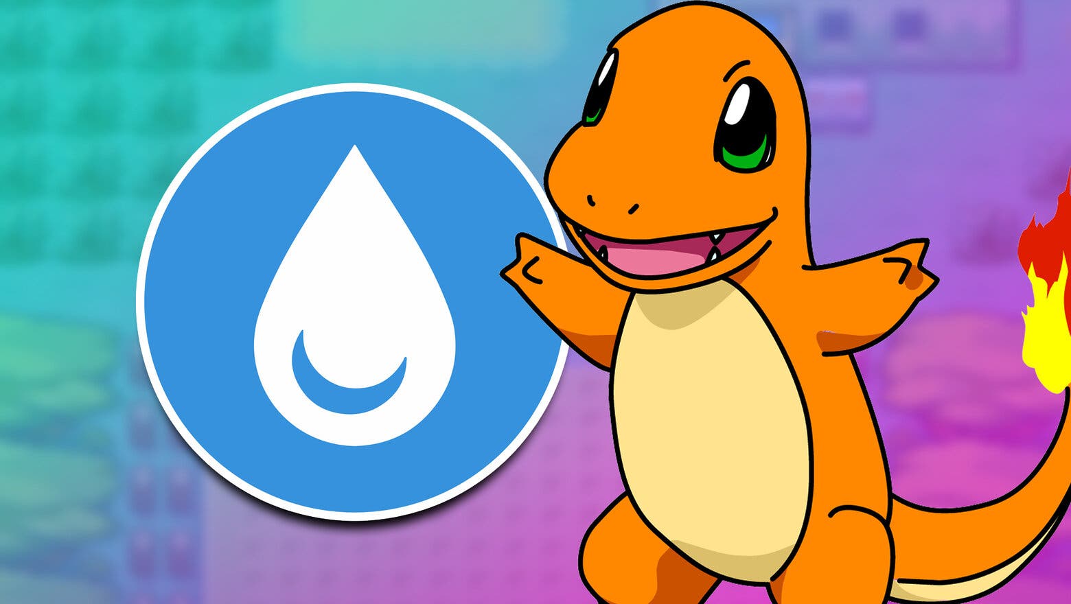 El Pokémon Charmander junto al icono de tipo Agua de Pokémon