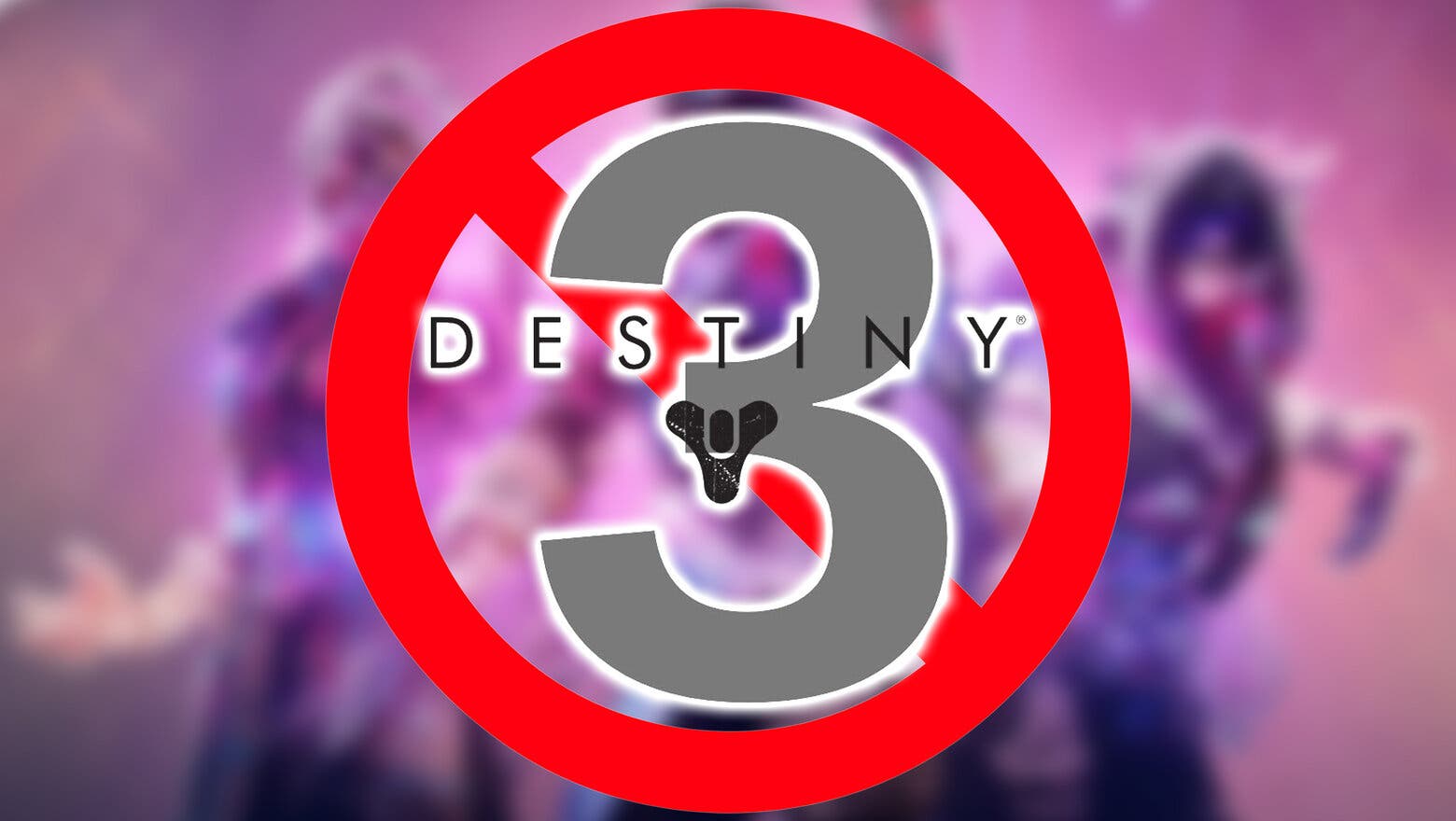 Logotipo de Destiny 3 con un signo de prohibido