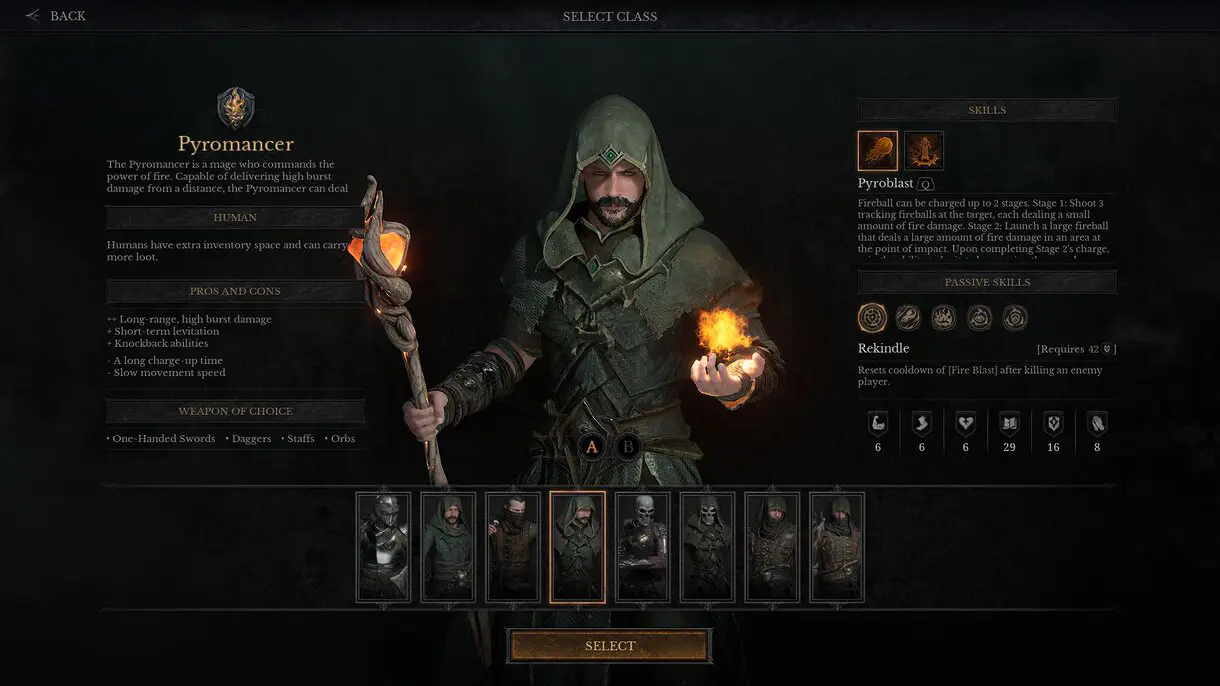Mejores habilidades Pyromancer Dungeonborne