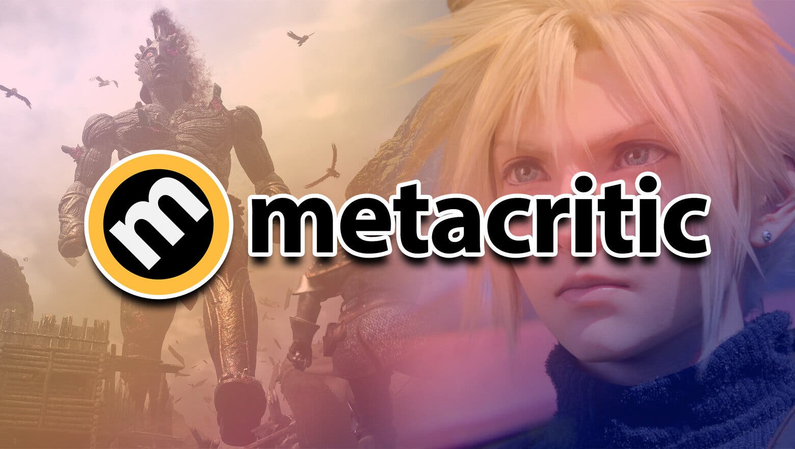 Logotipo de Metacritic con un fondo compuesto por los artes conceptuales de Dragon's Dogma 2 y Final Fantasy VII Rebirth