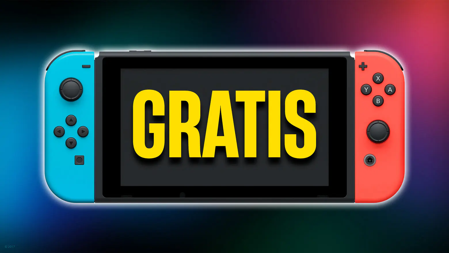 Nintendo Switch con la palabra gratis en su pantalla