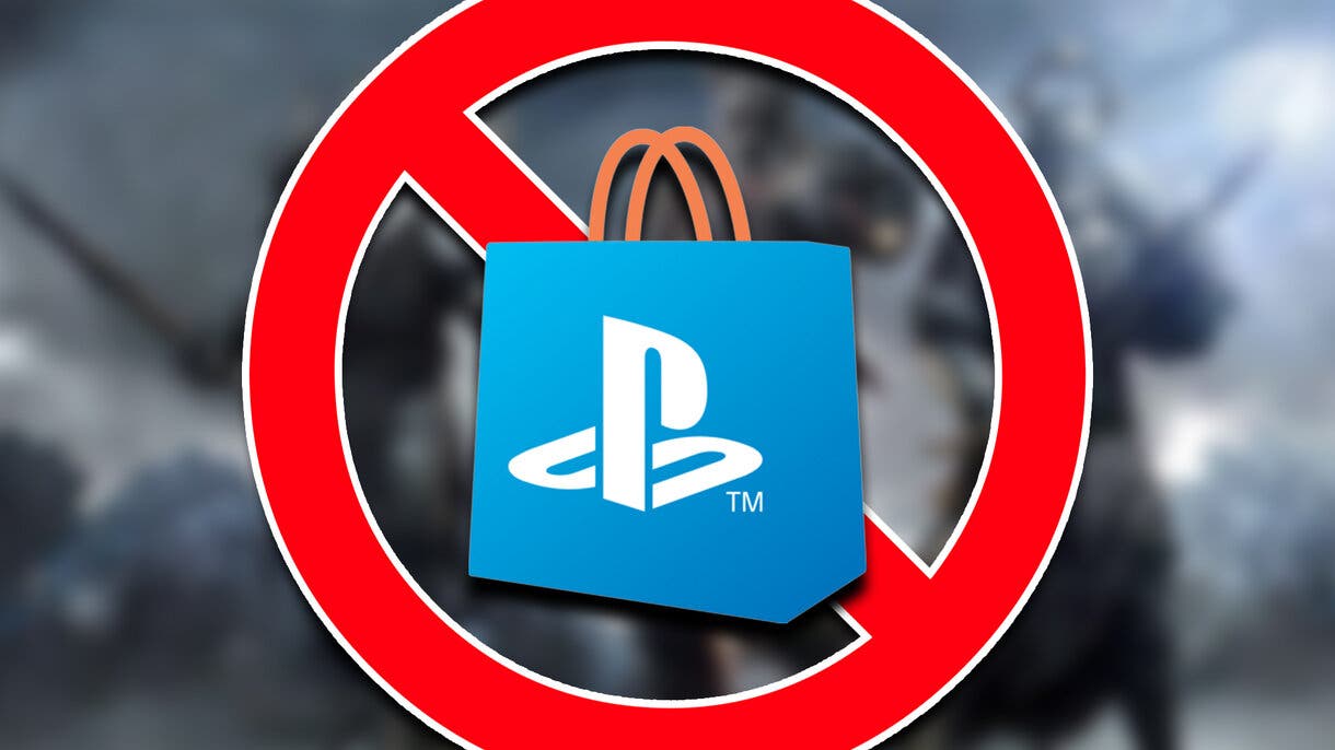 Logo de PS Store con un símbolo de prohibido detrás