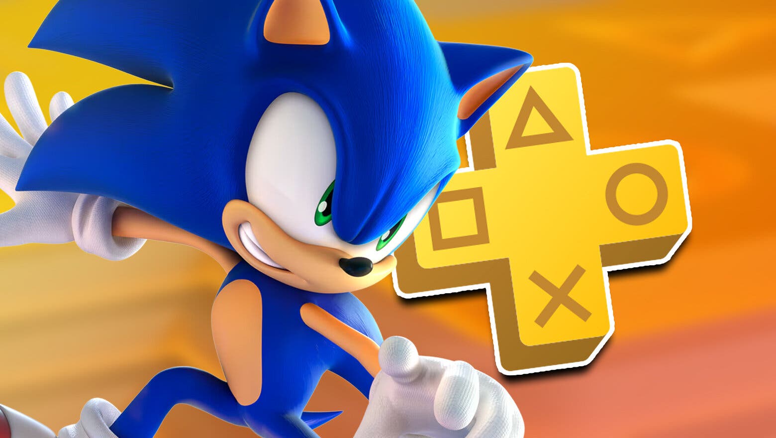 Logo de PS Plus junto a render de Sonic Frontiers