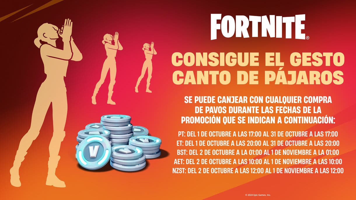 Fortnite: gesto canto de pájaros