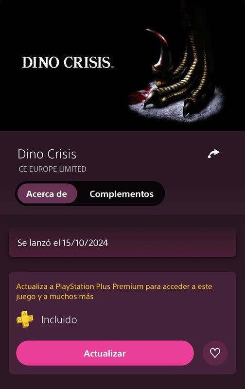 Dino Crisis no se puede comprar en la PS Store y solo se puede jugar con PS Plus Premium