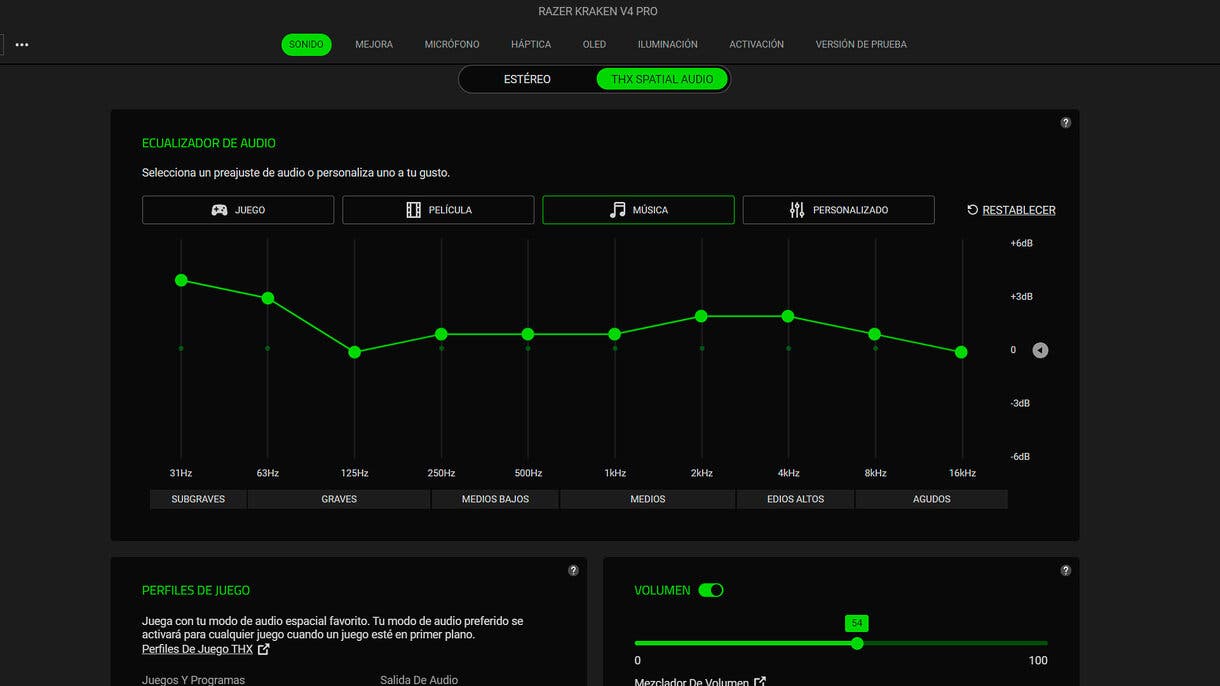 Así es el menú de configuración con los Razer Synapse 4