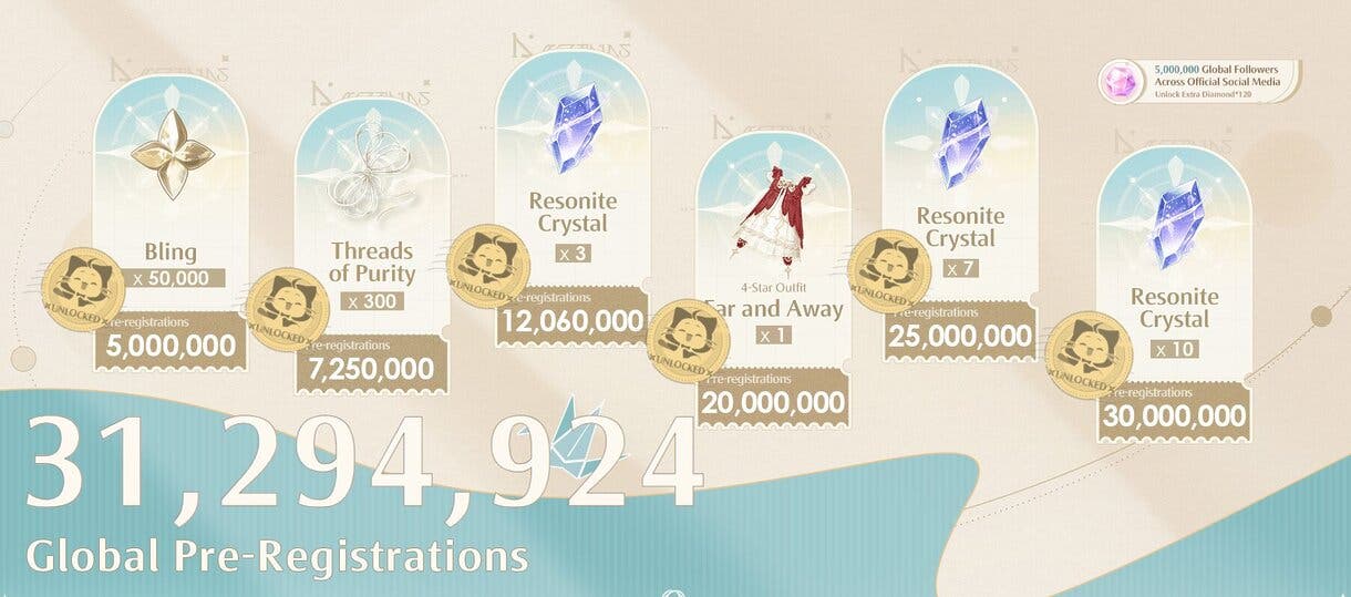 Recompensas de prerregistro de Infinity Nikki