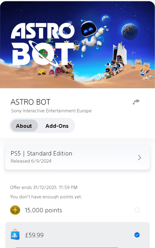 PlayStation regala Astro Bot para PS5 a todos los que tengan estos puntos en el programa PS Stars