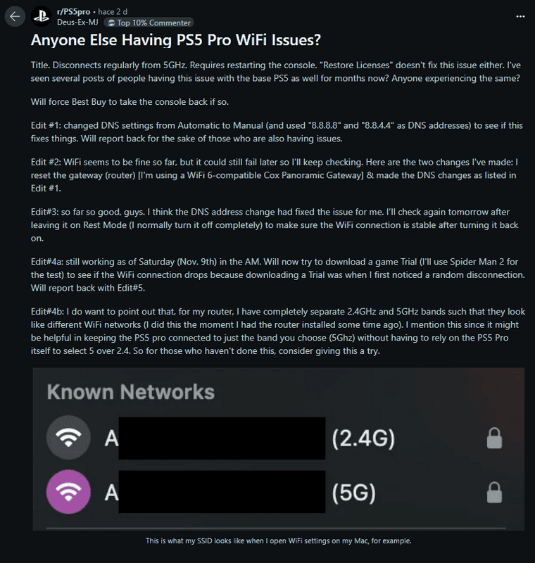 Existe un problema en algunas PS5 Pro que le hace desconectarse del WiFi