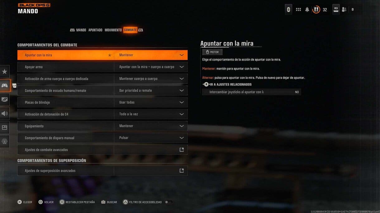 Configuración básica del mando para Call of Duty