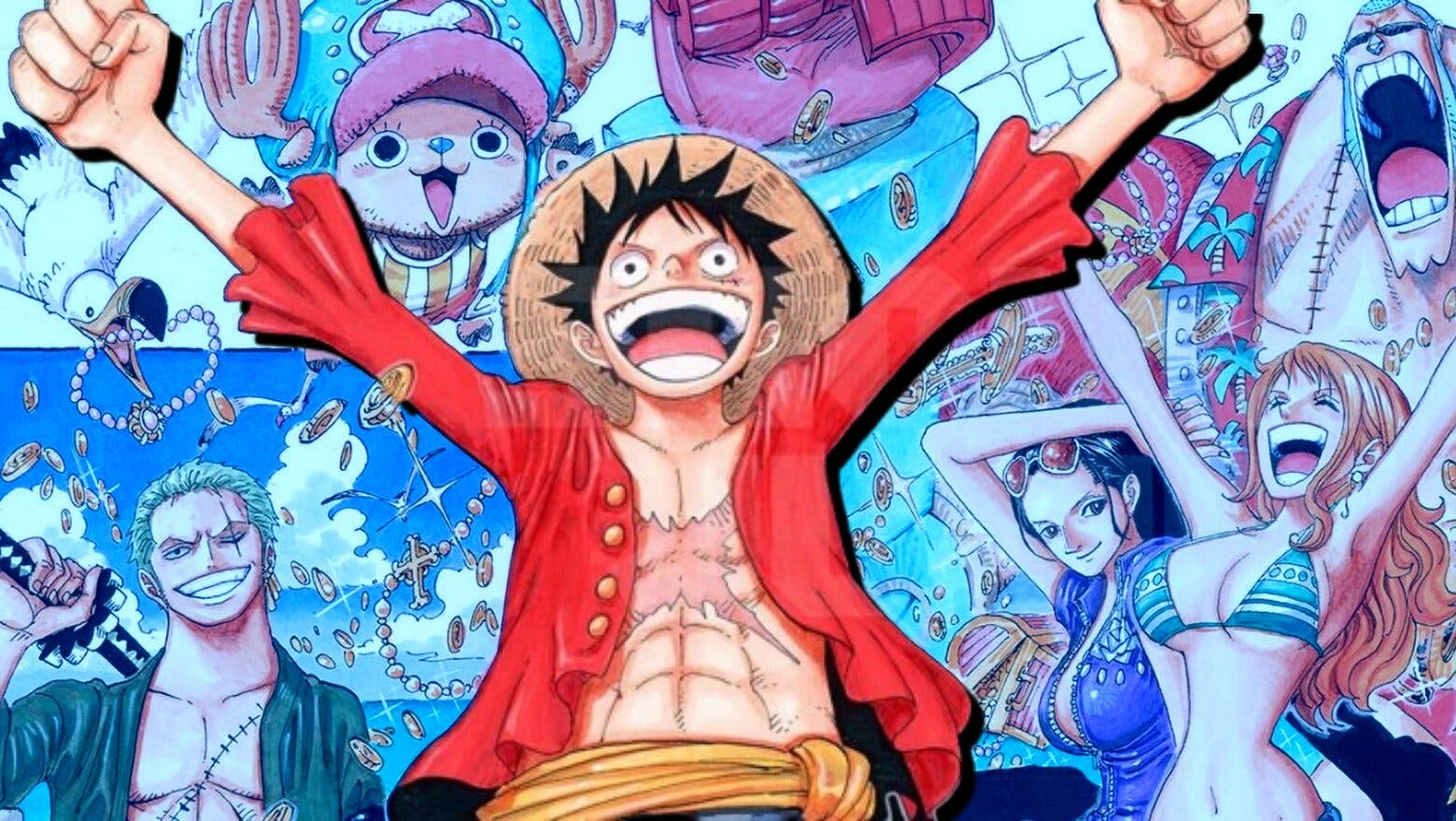 Luffy celebrando