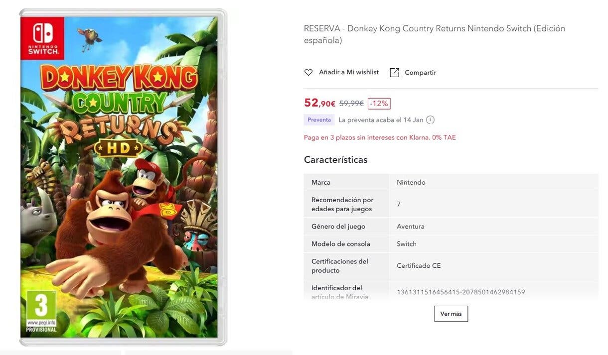 Donkey Kong Country Returns HD Reserva