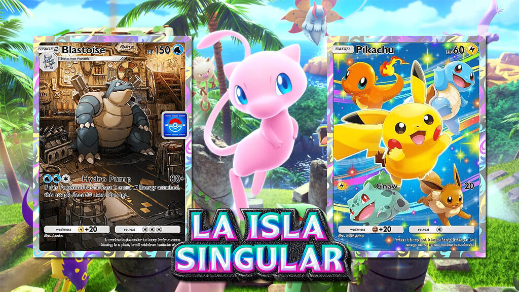 Nuevas cartas promocionales de Blastoise y Pikachu en la expansión Isla Singular de JCC Pokémon Pocket