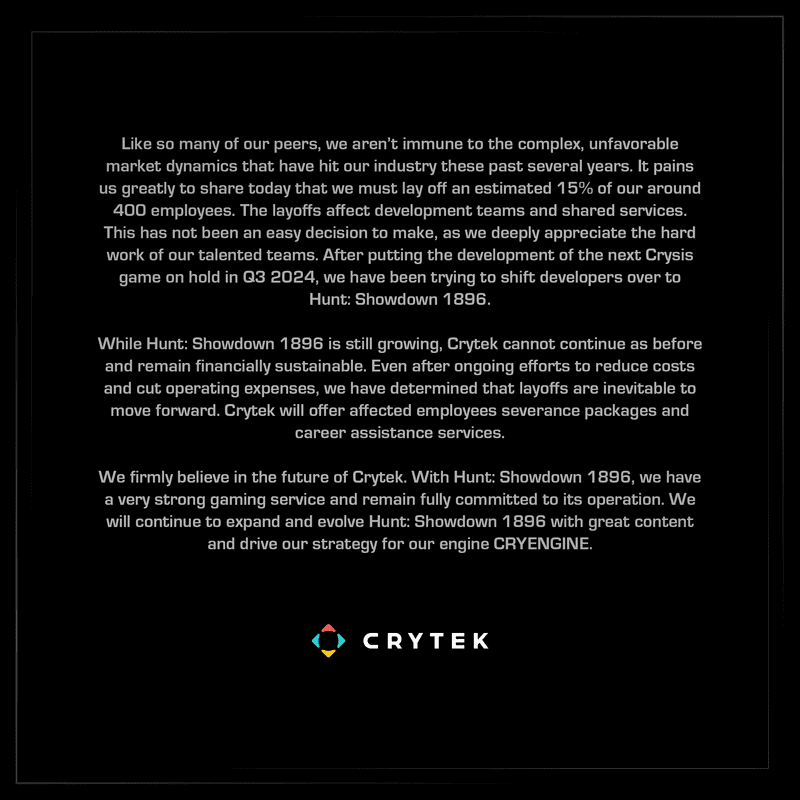 Nuevo comunicado de Crytek