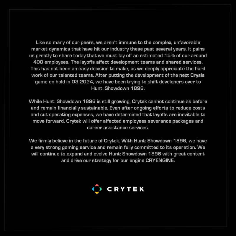 Nuevo comunicado de Crytek