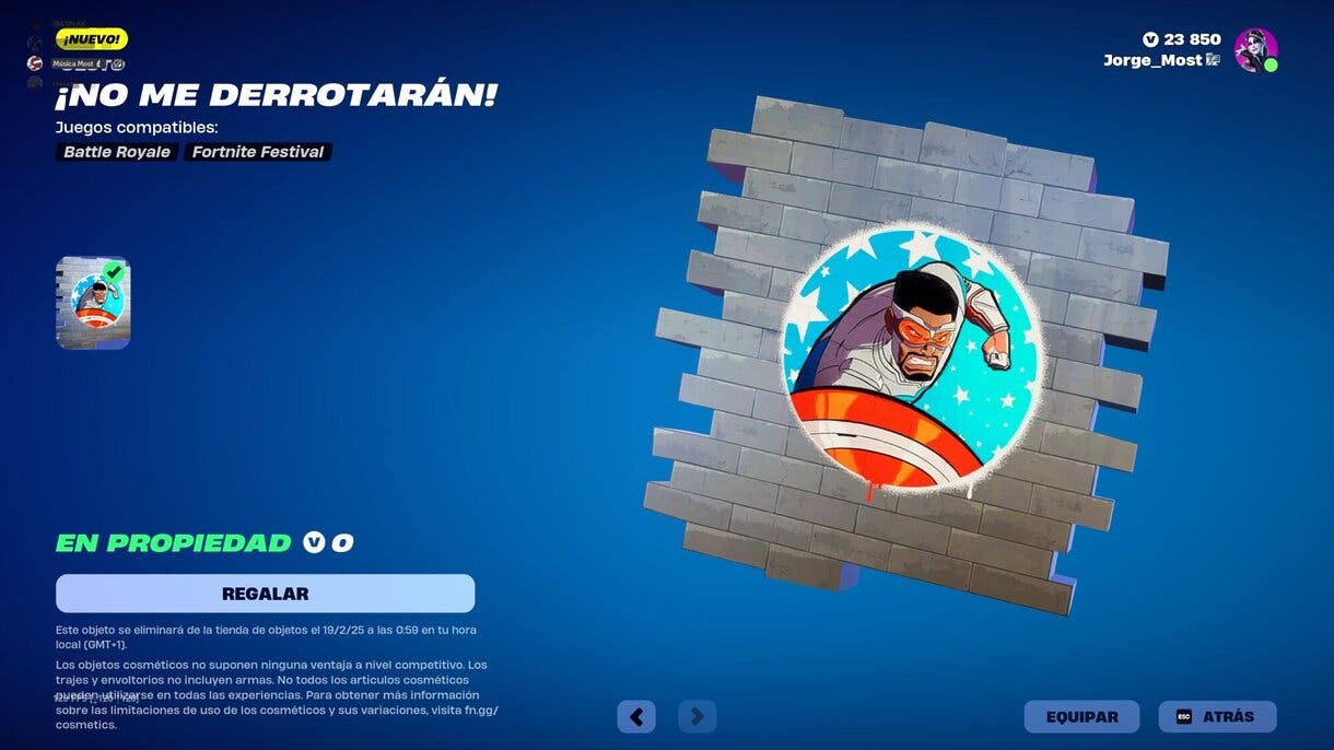 Nuevo objeto gratis del Capitán América en Fortnite