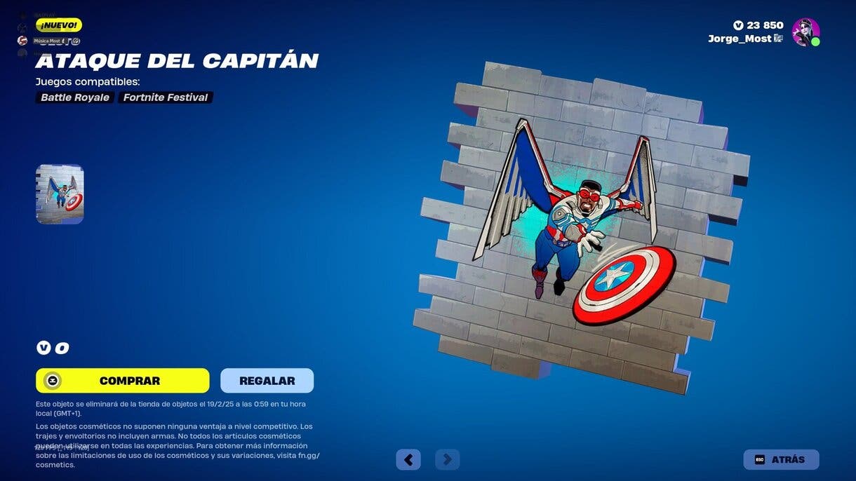 Nuevo objeto gratis del Capitán América en Fortnite