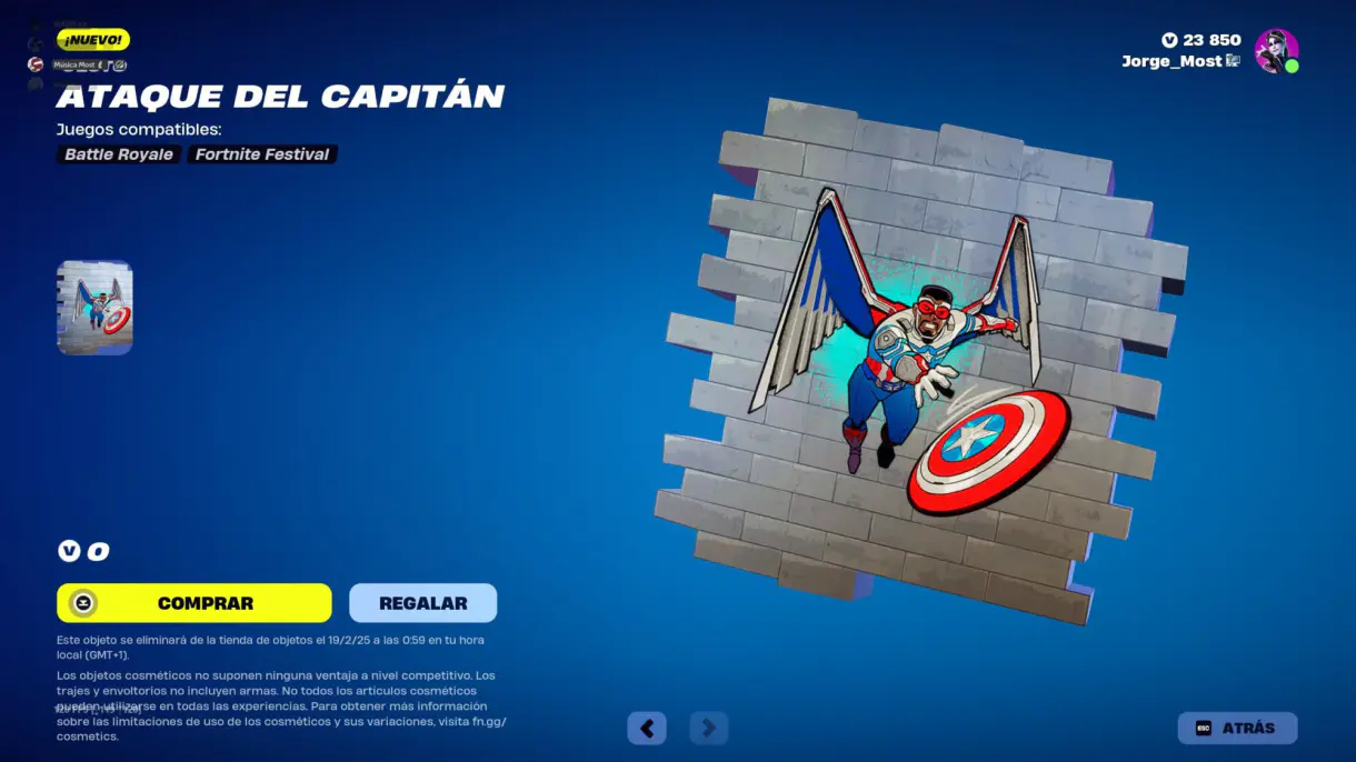 Nuevo objeto gratis del Capitán América en Fortnite