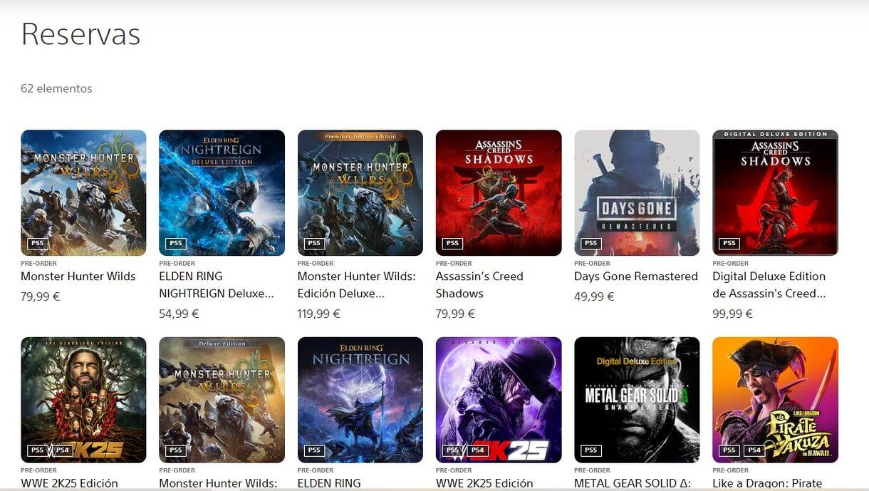 Top reservas PS Store