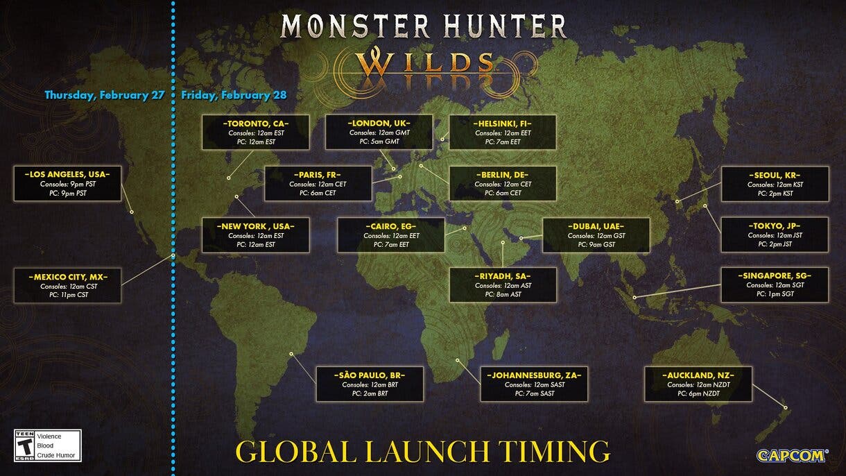 Horarios de lanzamiento de Monster Hunter Wilds