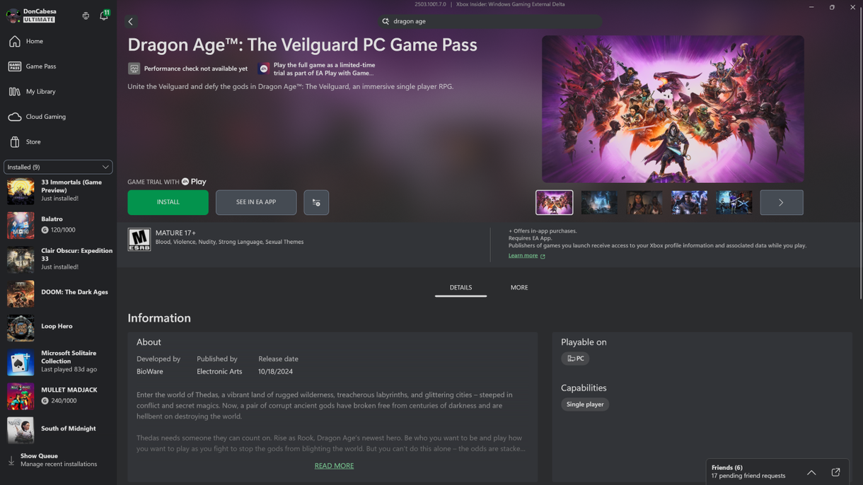 dragon age the veilguard pcgamepass store